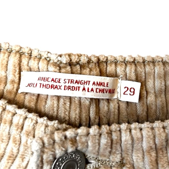 Levi's Ribcage Straight Ankle Cord-Granola- High Waisted Neutral Cords- Size 29 - Picture 11 of 16